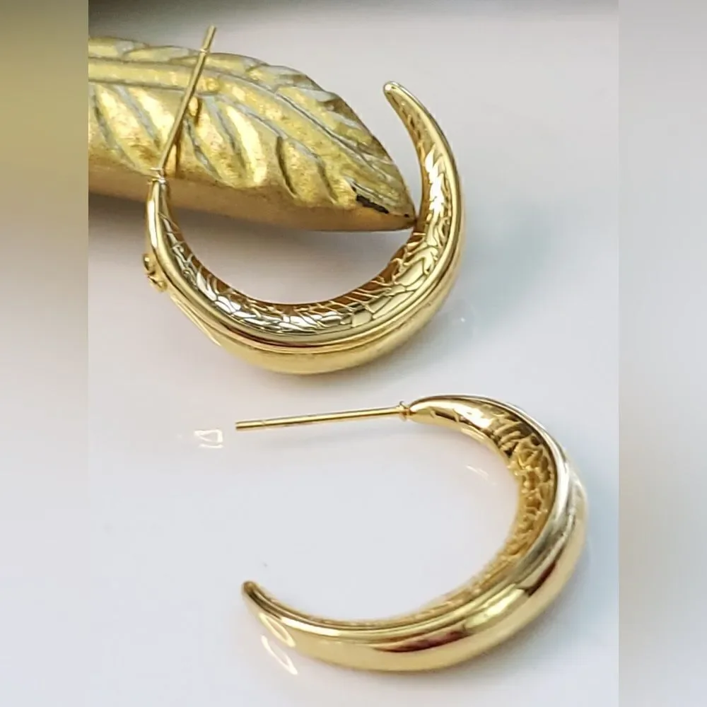 Anthro Etched Hoop Earrings